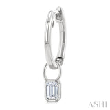 1/3 Ctw Bezel Set Emerald Cut Diamond Huggie Earrings in 10K White Gold