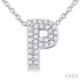 1/10 Ctw Bubble Accent Initial 'P' Round Cut Diamond Fashion Pendant With Chain in 10K White Gold