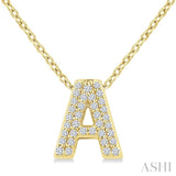 1/10 Ctw Bubble Accent Initial 'A' Round Cut Diamond Fashion Pendant With Chain in 10K Yellow Gold
