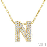 1/6 Ctw Bubble Accent Initial 'B' Round Cut Diamond Fashion Pendant With Chain in 10K Yellow Gold