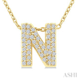 1/6 Ctw Bubble Accent Initial 'B' Round Cut Diamond Fashion Pendant With Chain in 10K Yellow Gold