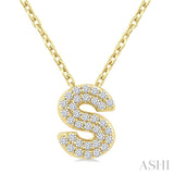 1/10 Ctw Bubble Accent Initial 'S' Round Cut Diamond Fashion Pendant With Chain in 10K Yellow Gold