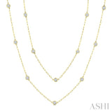 2 Ctw Bezel Set Round Cut Diamond 36-Inch Station Necklace in 14K Yellow Gold