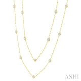 2 Ctw Bezel Set Round Cut Diamond 36-Inch Station Necklace in 14K Yellow Gold