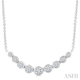 1/2 Ctw Graduated Bezel Set Round Cut Diamond Smile Necklace in 14K White Gold