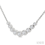 1/2 Ctw Graduated Bezel Set Round Cut Diamond Smile Necklace in 14K White Gold
