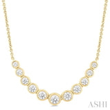 3/4 Ctw Graduated Bezel Set Round Cut Diamond Smile Necklace in 14K Yellow Gold
