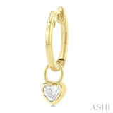 1/3 Ctw Bezel Set Heart Cut Diamond Huggie Earrings in 14K Yellow Gold