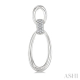 1/10 Ctw Oval Shape Link Round Cut Diamond Fashion Earrings in Sterling Silver