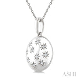 1/10 Ctw Bold Star Engraved Puffed Round Cut Diamond Pendant With Chain in Sterling Silver