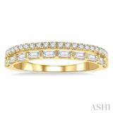 1/2 Ctw Parallel Row Baguette and Round Cut Diamond Stackable Fashion Band in 14K Yellow Gold