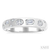 1/3 Ctw Bezel Set Mixed Cut Diamond Mosaic Fashion Band in 14K White Gold