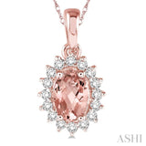 Oval Shape Gemstone & Diamond Pendant