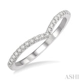 1/6 Ctw Curve V-Drop Round Cut Diamond Ladies Ring in 14K White Gold