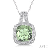 Silver Gemstone & Diamond Pendant