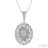 Silver Oval Shape Diamond Pendant