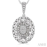 Silver Oval Shape Diamond Pendant