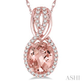 Oval Shape Gemstone & Diamond Pendant