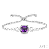 Silver Gemstone & Diamond Lariat Bracelet