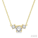 1/2 Ctw Three Stone Round Cut Diamond Necklace in 14K Yellow Gold