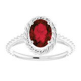 Sterling Silver Natural Mozambique Garnet Rope Ring