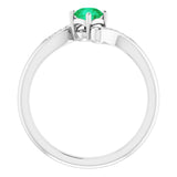 Sterling Silver Natural Emerald & .04 CTW Natural Diamond Ring