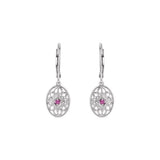 Sterling Silver Natural Ruby Lever Back Earrings