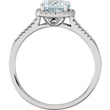 Sterling Silver Natural Aquamarine & .01 CTW Natural Diamond Ring