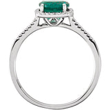 Sterling Silver Lab-Grown Emerald & .01 CTW Natural Diamond Ring