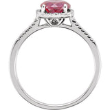 Sterling Silver Lab-Grown Ruby & .01 CTW Natural Diamond Ring