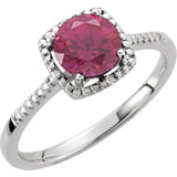 Sterling Silver Lab-Grown Ruby & .01 CTW Natural Diamond Ring