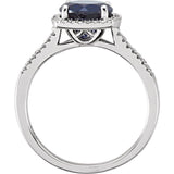 Sterling Silver Lab-Grown Blue Sapphire & .01 CTW Natural Diamond Ring