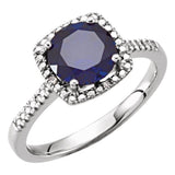 Sterling Silver Lab-Grown Blue Sapphire & .01 CTW Natural Diamond Ring