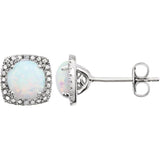 Sterling Silver Lab-Grown Opal & .015 CTW Natural Diamond Earrings