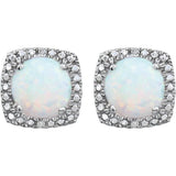 Round 4-Prong Halo-Style Birthstone Stud Earrings