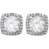 Sterling Silver Lab-Grown White Sapphire & .015 CTW Natural Diamond Earrings