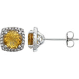 Sterling Silver Natural Citrine & .015 CTW Natural Diamond Earrings