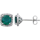 Round 4-Prong Halo-Style Birthstone Stud Earrings