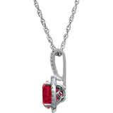 Sterling Silver 7 mm Lab-Grown Ruby & .015 CTW Natural Diamond 18