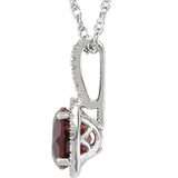 Sterling Silver 7 mm Natural Mozambique Garnet & .015 CTW Natural Diamond 18