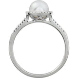 Sterling Silver Cultured White Freshwater Pearl & .01 CTW Natural Diamond Ring