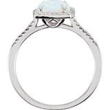 Sterling Silver Lab-Grown White Opal & .01 CTW Natural Diamond Ring