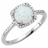 Sterling Silver Lab-Grown White Opal & .01 CTW Natural Diamond Ring