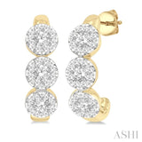 3 Stone Lovebright Diamond Half Hoop Earrings