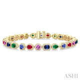 Mixed Shape Halo Gemstone & Diamond Bracelet