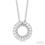 1/4 ctw Circle Round Cut Diamond Fashion Pendant With Chain in 10K White Gold