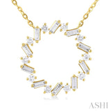 Circle Scatter Baguette Diamond Necklace